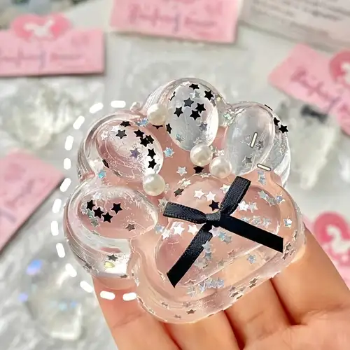 Set 6 squishy labuta transparenta cu sclipici, anti-stres, moale, model kawaii [1]