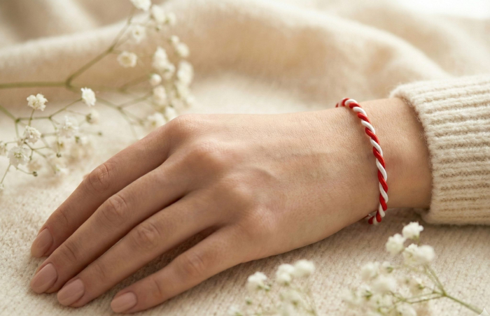 Set 50 bratari martisor snur gros impletit rosu alb 23cm [4]