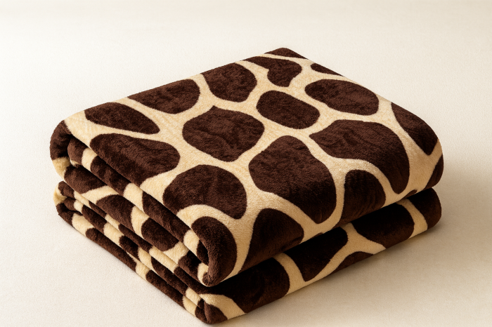Patura Cocolino 200x230 model giraffe maro crem, pufoasa pentru pat dublu [2]
