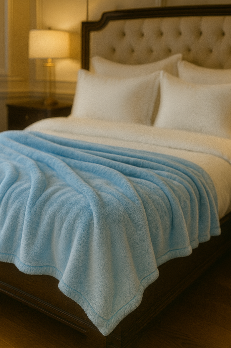 Patura Cocolino Pufoasa Bleu 200x230cm, Groasa si Moale pentru Pat Dublu – 1KG [1]