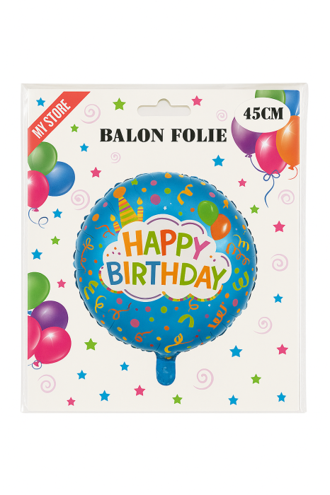 Balon folie 45cm Happy Birthday albastru – decor colorat pentru aniversari [2]