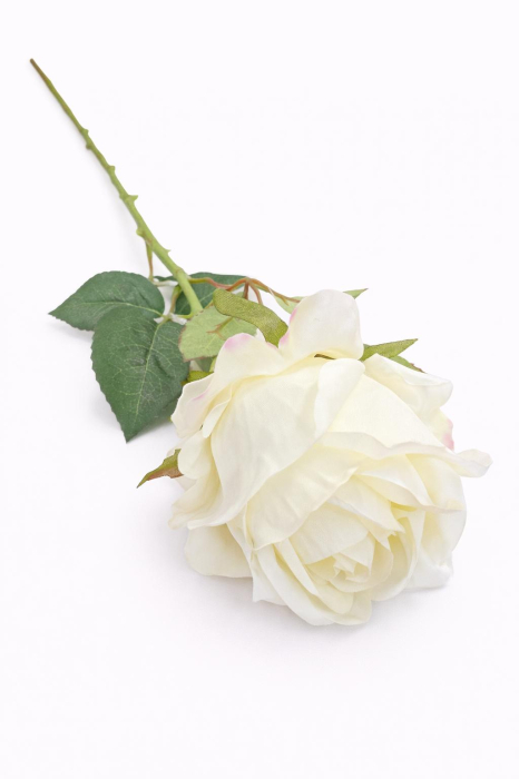 Trandafir artificial alb cremos calitate superioara 50 cm diametru floare 7 cm [2]