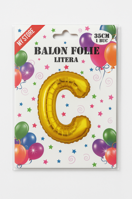 Balon folie litera C auriu, 35 cm, decor petreceri si aniversari, 1 buc [2]