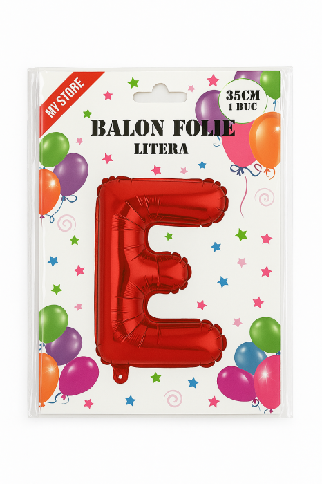 Balon folie litera E rosu 35 cm, decor aniversari si petreceri, 1 buc [2]