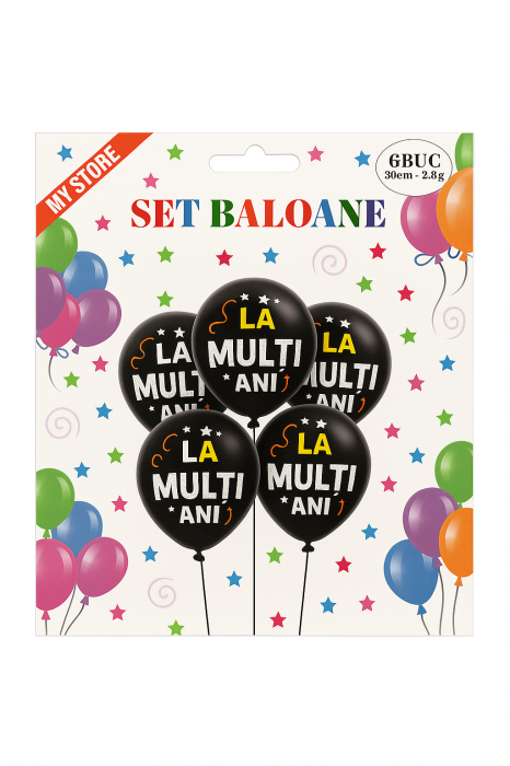 Set baloane latex 30cm LA MULTI ANI, negre, 6 buc [2]