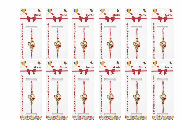 Set 12 Bratari Martisor Ghiocel cu boboc Rosu, simbol Norocos [5]