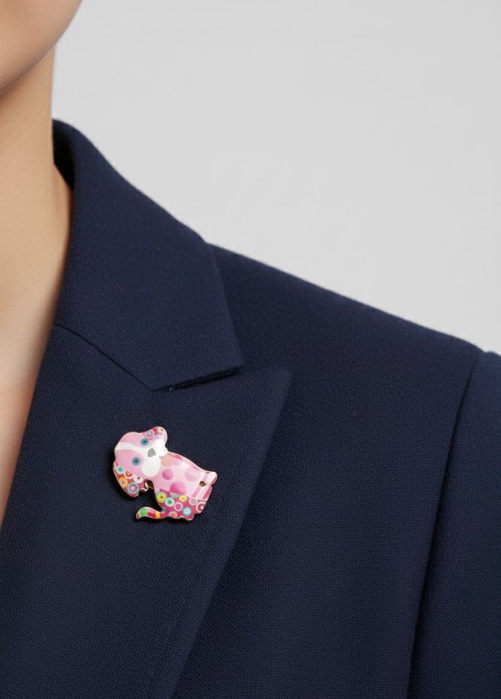 Set 12 brose martisor catei colorati, modele vesele, 15x9cm [3]