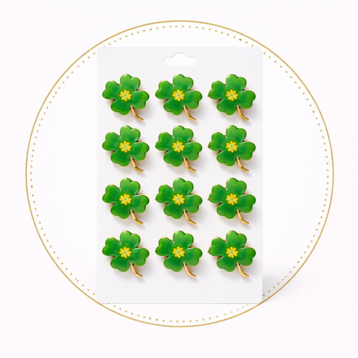 Set 12 brose martisor trifoi verde norocos 15x9cm [2]