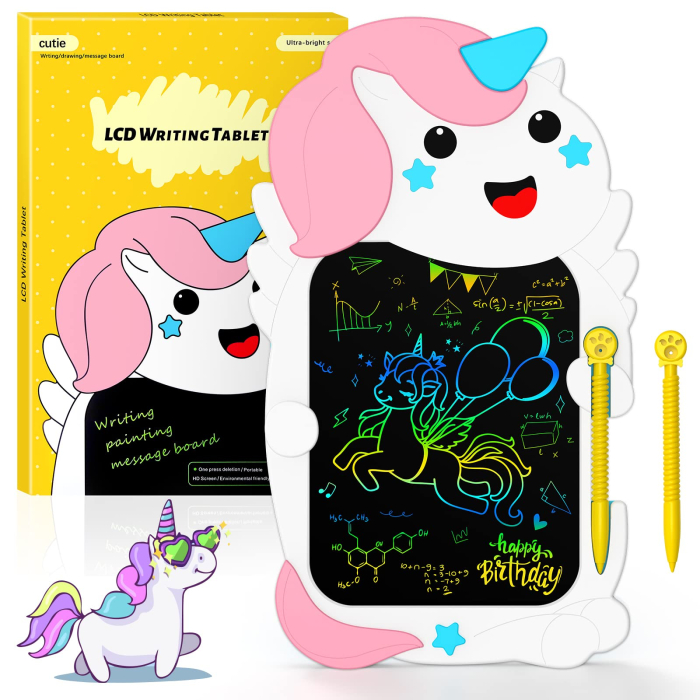 Tableta LCD de Scris Unicorn – 30 cm, Desen Color, Stergere Rapida, 2 Stylus-uri Incluse [1]