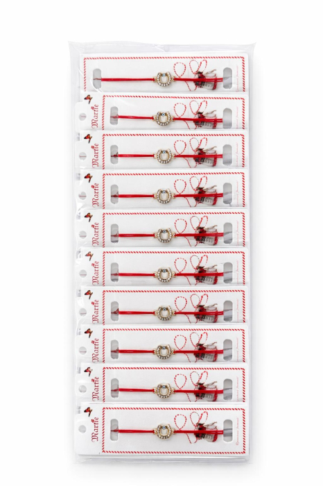 Set 24 Bratari Martisor cu Potcoava Aurie, Strasuri si Talisman Protector, 12x3cm [3]