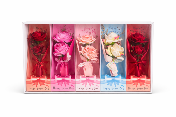 Set 5 flori artificiale cu ambalaj cadou, bucata, Happy Every Day, 24.5 x 9.5 cm [2]