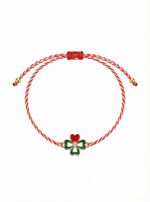 Set 12 Martisoare Bratari Trifoi cu Patru Foi Auriu Noroc [2]