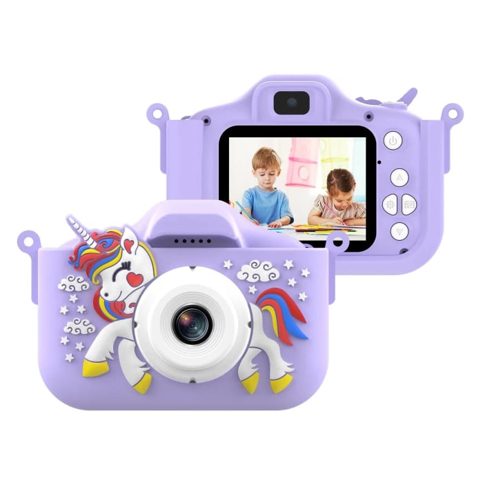 Camera foto digitala pentru copii 4800 MP, 8x zoom, model unicorn mov, 13x12cm [4]