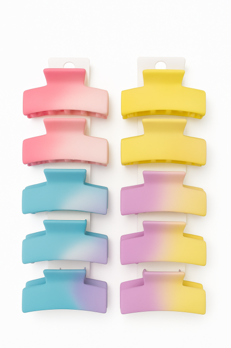 Set 12 Cleme Par 9cm Pastel Ombre – Accesorii Colorate si Rezistente pentru Coafuri [2]