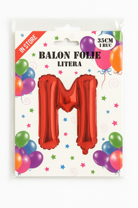 Balon folie litera M rosu, 35 cm, decor petreceri si aniversari, 1 buc [2]