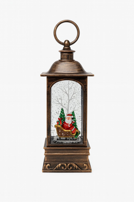 Felinar decorativ Craciun cu lumini LED si colinde, functional pe baterii si acumulator, 27.5x11.5x11.5cm [1]