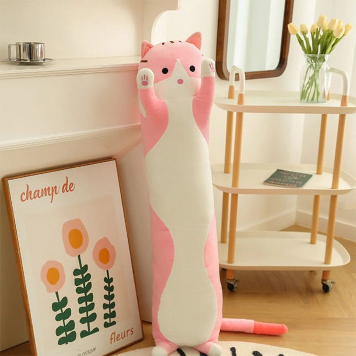 Perna Plus Pisica Roz 70 cm – Jucarie Pufoasa, Antistres, Cadou pentru Copii si Adulti [2]