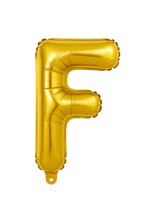 Balon folie litera F auriu 35 cm, decor aniversari si petreceri, 1 buc [1]