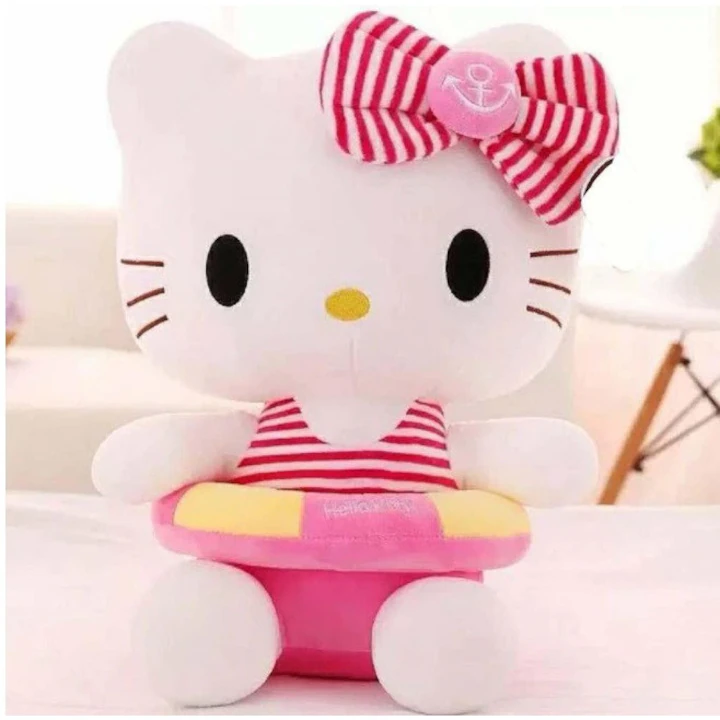 Pisicuta Plus Roz 27 cm cu Colac – Jucarie Kawaii, Pufoasa, Cadou Adorabil [2]