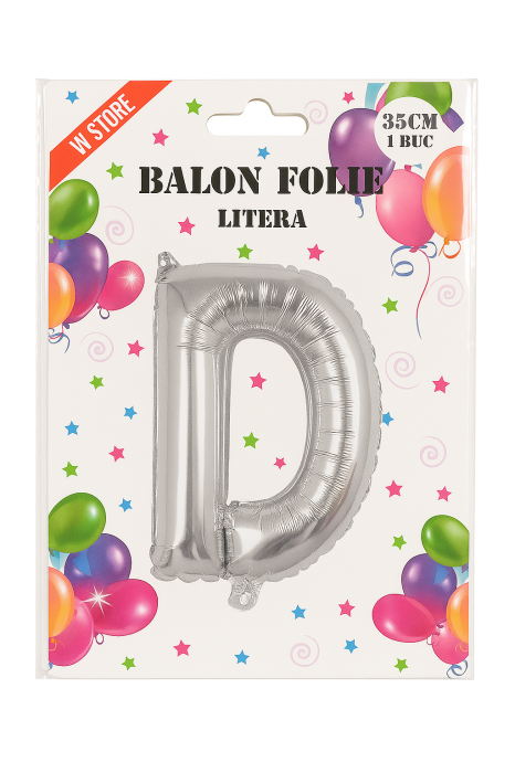 Balon folie litera D argintiu 35 cm, decor petreceri si aniversari, 1 buc [2]