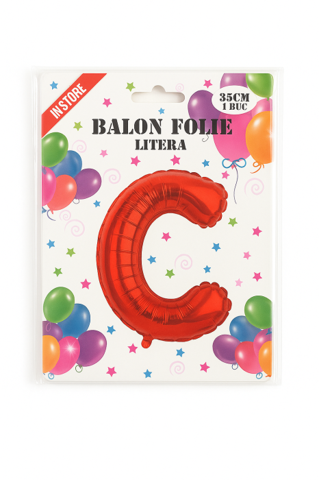 Balon folie litera C rosu, 35 cm, decor aniversari si petreceri, 1 buc [2]