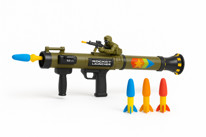 Lansator Rachete Jucarie 52 cm cu 3 Proiectile EVA si Soldat – Rocket Launcher [1]
