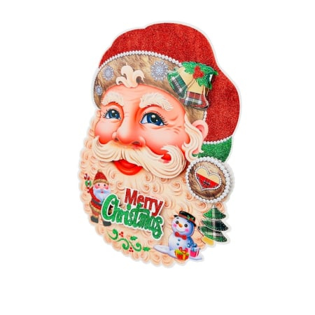 Sticker decorativ Craciun chip Mos Craciun 3D cu sclipici 23x16 cm [2]