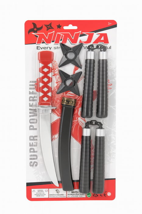 Set Ninja pentru Copii – Sabie, Nunchaku si Stele Ninja – 44x22 cm [1]