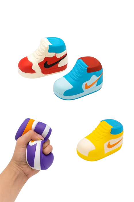 Set 4 jucarii antistres Sneaker Squishy – pantofi moi, mari, colorati, super relaxanti [1]