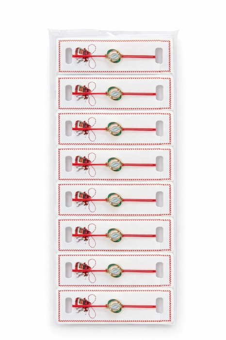 Set 24 Bratari Martisor cu Lalea Alba si Frunze, Snur Rosu Elastic, 12x3 cm [3]