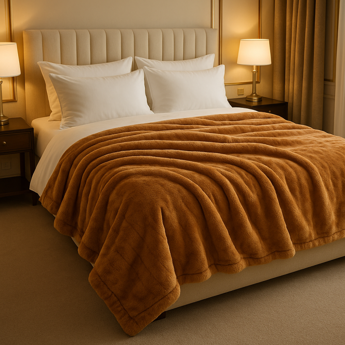 Patura Cocolino pufoasa maro 200x230 cm pentru pat dublu – calduroasa si moale [2]