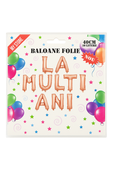 Baloane folie LA MULTI ANI rose gold 40cm – set decor aniversar 10 litere [2]