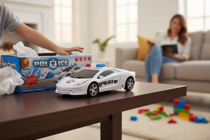 Masina de Politie cu Lumini si Muzica – 17 cm, Model Sport [3]