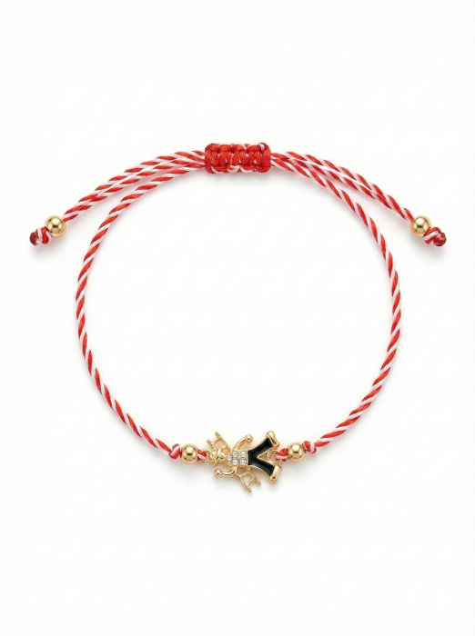 Set 12 bratari martisor cu cosar cu scara, simbol noroc, snur reglabil alb-rosu [2]