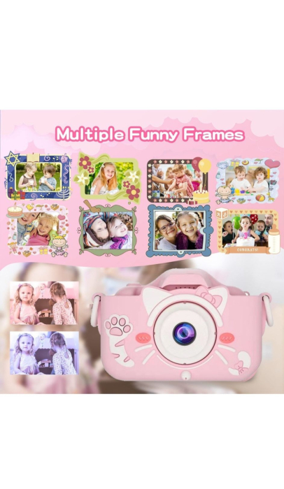 Camera foto digitala pentru copii 4800 MP, 8x zoom, model pisicuta roz, 13x12cm [3]