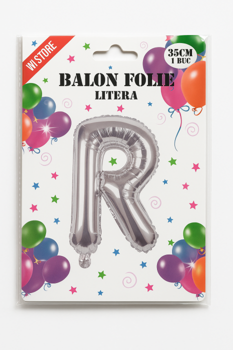 Balon folie litera R argintiu, 35 cm, decor aniversar si petreceri, 1 buc [2]