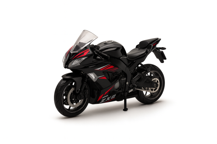 Motocicleta Metalica Die-Cast – Model Sport ZX8 Negru cu Rosu, 19x9 cm [1]