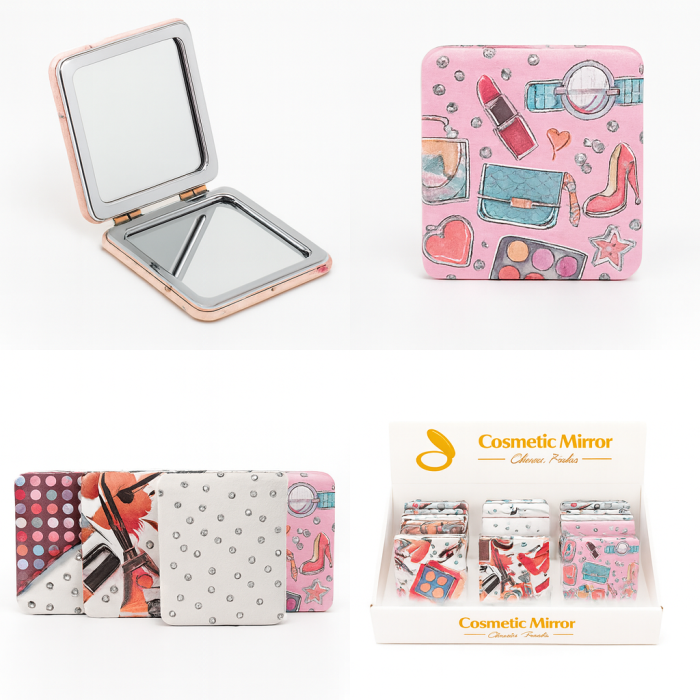 Set 12 oglinzi cosmetice 2 in 1 – modele fashion cu accesorii beauty [1]