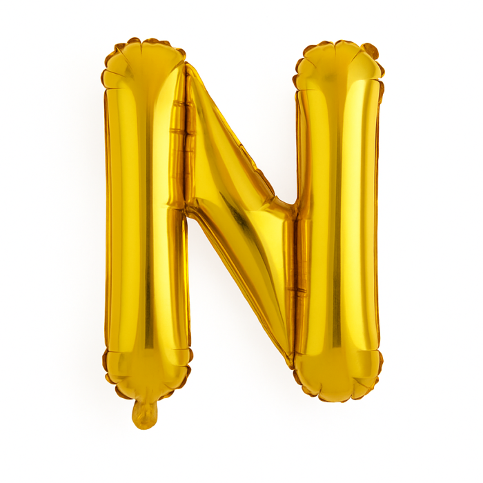 Balon folie litera N auriu, 35 cm, decor petreceri si aniversari, 1 buc [1]