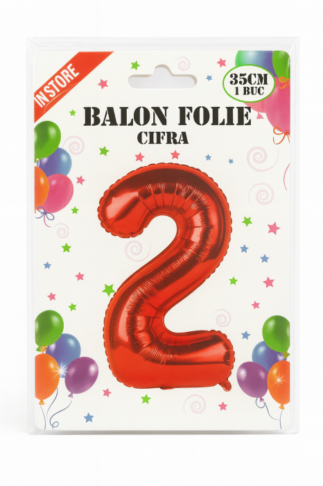 Balon folie cifra 2 rosu, 35 cm, pentru aniversari si petreceri, 1 buc [2]