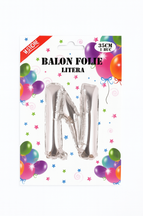 Balon folie litera N argintiu, 35 cm, decor petreceri si aniversari, 1 buc [2]