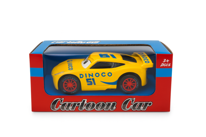 Masinuta galbena jucarie cu design sport si roti rosii – Cartoon Car pentru copii [2]