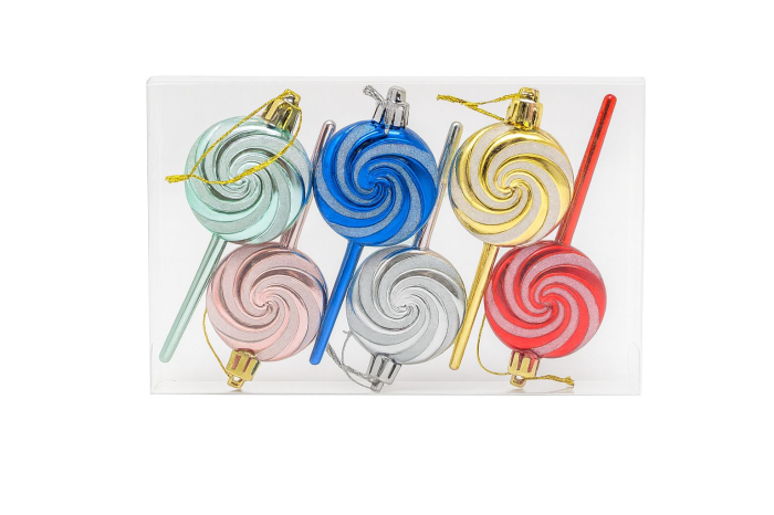 Set Globuri Craciun Acadea Multicolore 6 buc Ornament Brad Candy, 17.5x12cm [1]