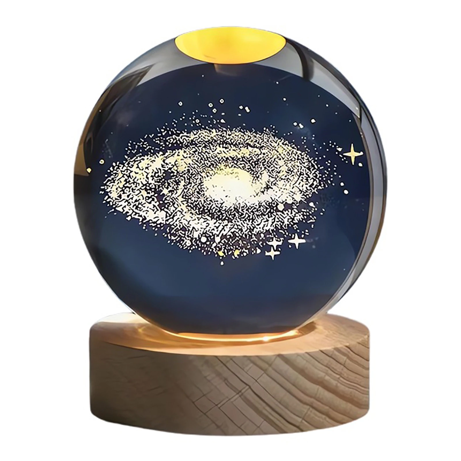 Glob Cristal 3D Galaxie cu Baza Lemn si Lumina LED, Decor Premium, 6 cm [3]