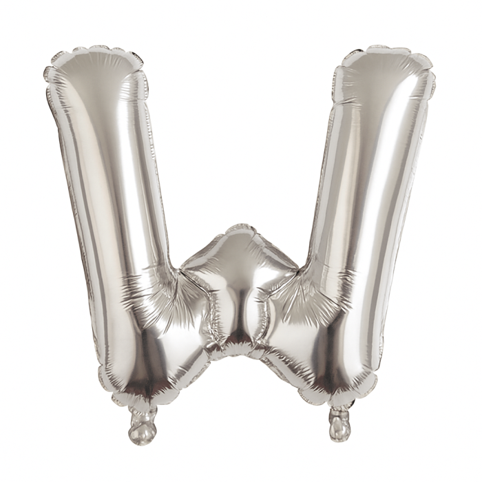 Balon folie litera W argintiu, 35 cm, decor aniversar si petreceri, 1 buc [1]