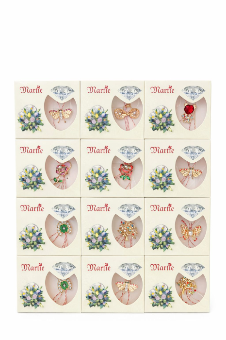 Set 24 Brose Martisor Premium cu Stralucire Eleganta – Modele Variate, Ambalaj Individual 9x7.5 cm [2]