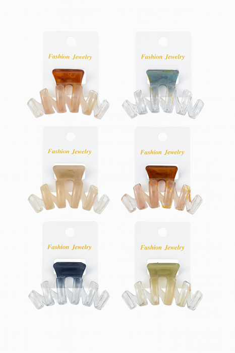 Set 6 Cleme Par 8cm Transparent Colorate – Accesorii Rezistente pentru Coafuri [1]