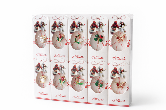 Set 20 Martisoare cu Snur Traditional si Element Decorativ Metalic, Ambalate Individual 14x1x5 cm [2]