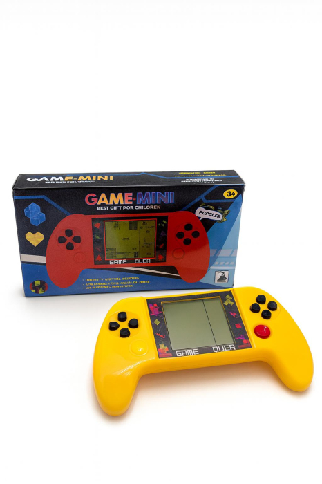 Consola portabila Tetris Game Mini cu multiple jocuri retro culoare galben, 18.5x10.5cm [1]