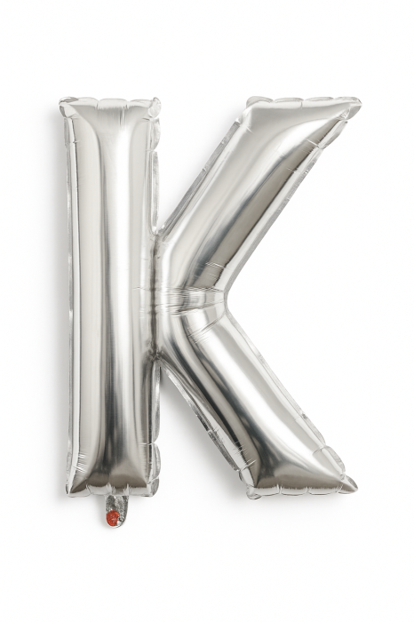Balon folie litera K argintiu, 35 cm, decor aniversari si petreceri, 1 buc [1]